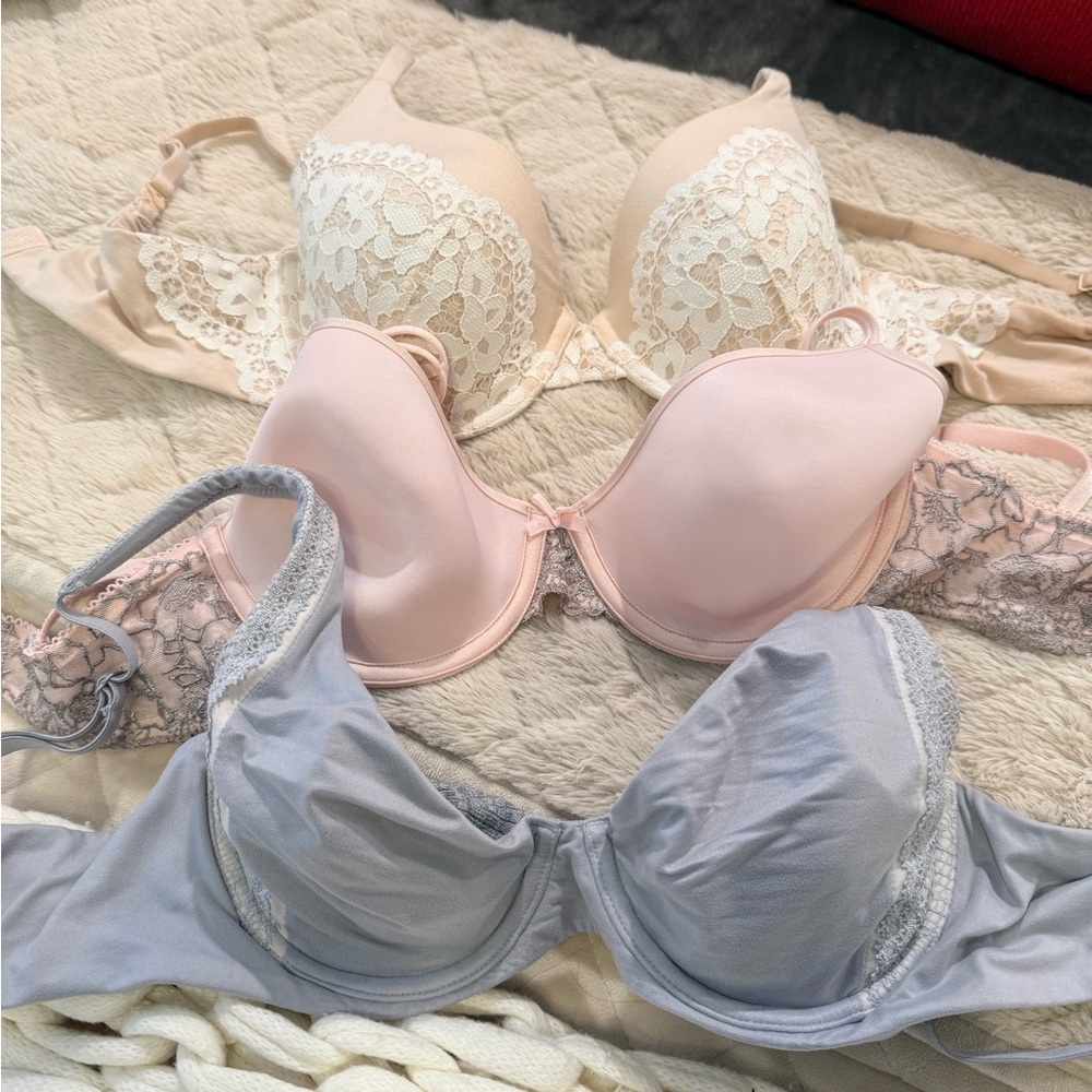 Victoria Secret Elegant Lace Women's Bra Set - Cream, Pink, Gray 34C